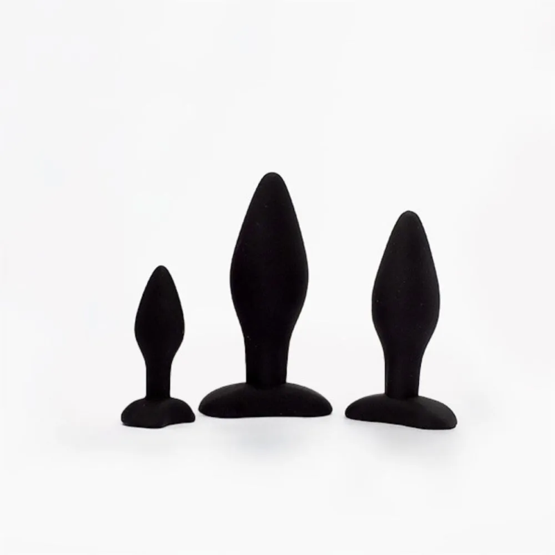 Zestaw 3 korków analnych silikonowych Trio Black – plugi analne w różnych rozmiarach Zestaw 3 korków analnych silikonowych Trio Black – plugi analne w różnych rozmiarach