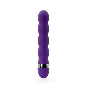 Klasyczne dildo silikonowe fioletowe z falowaną strukturą