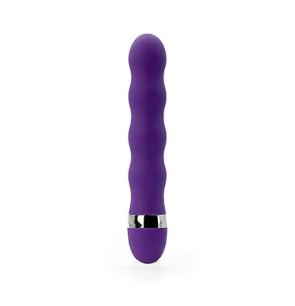 Klasyczne dildo silikonowe fioletowe z falowaną strukturą