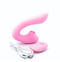 Zestaw: różowy wibrator, pilot sterujący i kabel USB