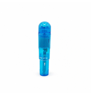 Niebieski mini wibrator Aqua Touch 4w1 z założoną gładką końcówką masującą