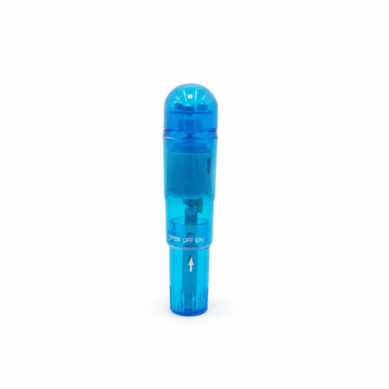Niebieski mini wibrator Aqua Touch 4w1 z założoną gładką końcówką masującą