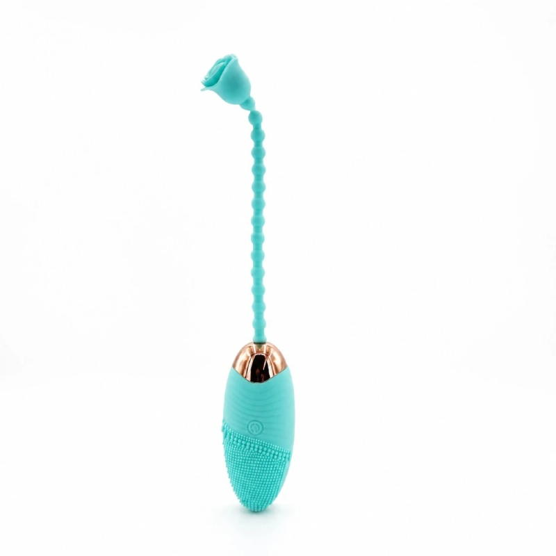Rose Loop Aqua – wibrator jajeczko z pętelką, teksturowana powierzchnia, wypustki masujące USB