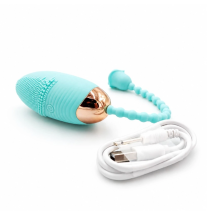 Turkusowy wibrator jajeczko z kablem USB do ładowania
