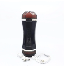 Czarny masturbator Luba Mini z przyciskami sterowania, słuchawkami i kablem USB