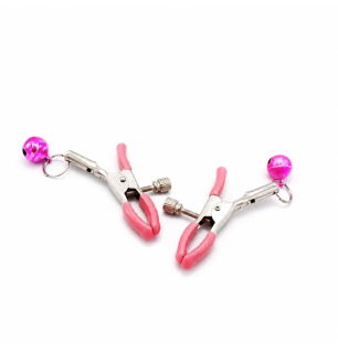 Pink Bell Clips – regulowane nasutniki z zaciskami i metalowymi kulkami, stymulator sutków