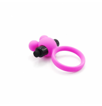Wibrujący pierścień na penisa Pink Bunny Ring z elastyczną obręczą i czarnym silniczkiem