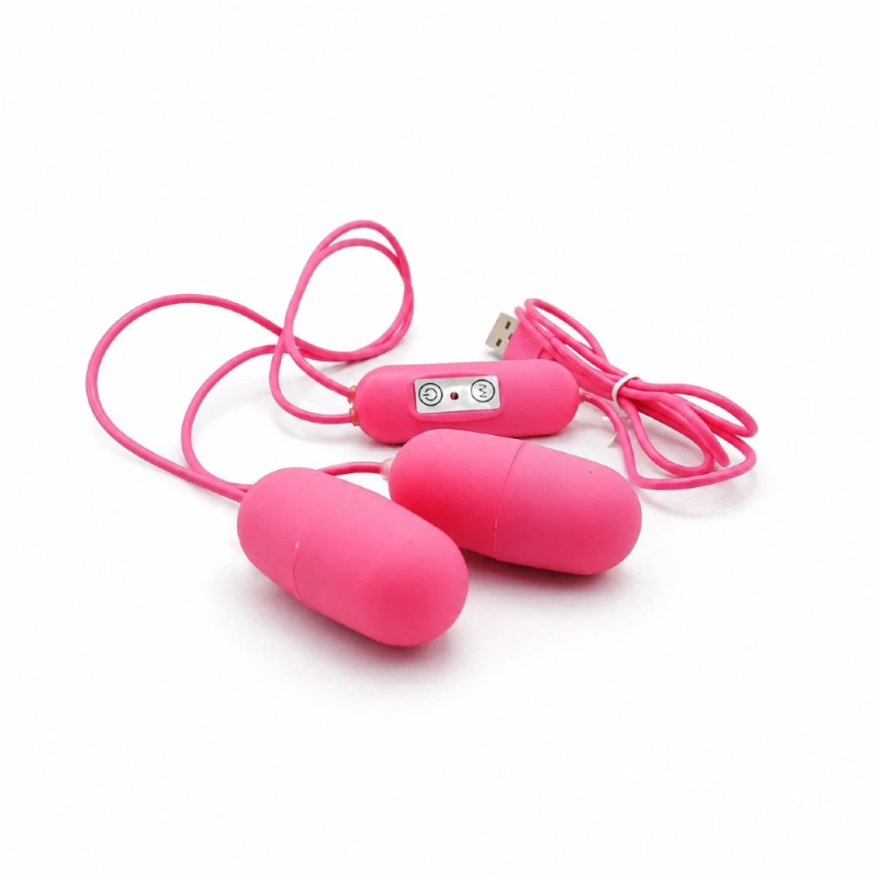 Pink Duo Egg – podwójny wibrator jajko z dwoma kapsułkami stymulującymi USB