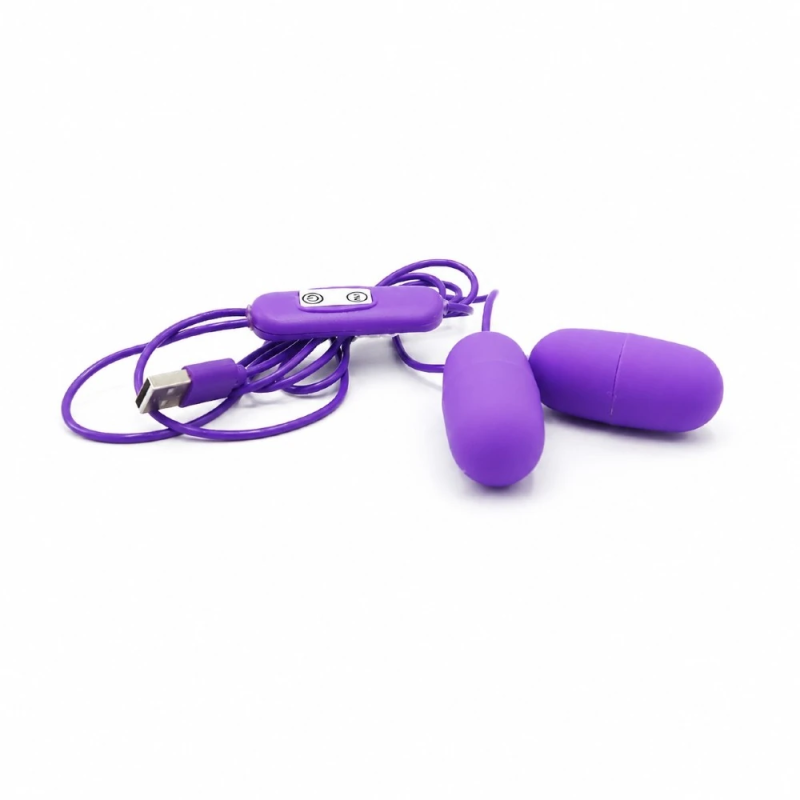 Violet Duo Egg – podwójny wibrator jajko z kapsułkami stymulującymi, masażer intymny USB