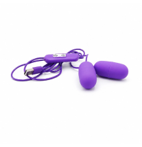 Podwójny wibrator jajko Violet Duo Egg w kolorze fioletowym z przewodem USB