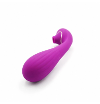 Ergonomiczny fioletowy wibrator z profilowaną końcówką i dyszą stymulującą
