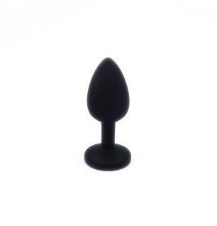 Czarny silikonowy korek analny Black Gem Plug z szeroką podstawą