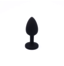 Czarny silikonowy korek analny Black Gem Plug z szeroką podstawą