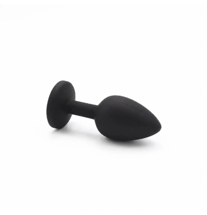Black Gem Plug – silikonowy korek analny z różowym kryształem, plug analny