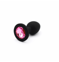 Black Gem Plug silikonowy korek analny z ozdobnym różowym kryształem w podstawie