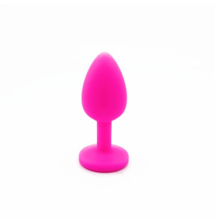 Różowy silikonowy korek analny Pink Jewel Plug z szeroką podstawą