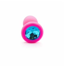 Pink Jewel Plug - różowy korek analny z niebieskim ozdobnym kryształkiem w podstawie