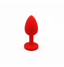 Czerwony silikonowy korek analny Red Jewel Plug z szeroką podstawą