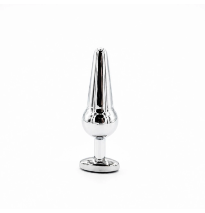 Crystal Cone Plug – metalowy korek stożek z niebieskim kryształem do stymulacji analnej, plug analny