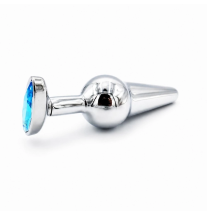 Crystal Cone Plug - metalowy stożek do stymulacji analnej z niebieskim kryształem | fetysh.pl