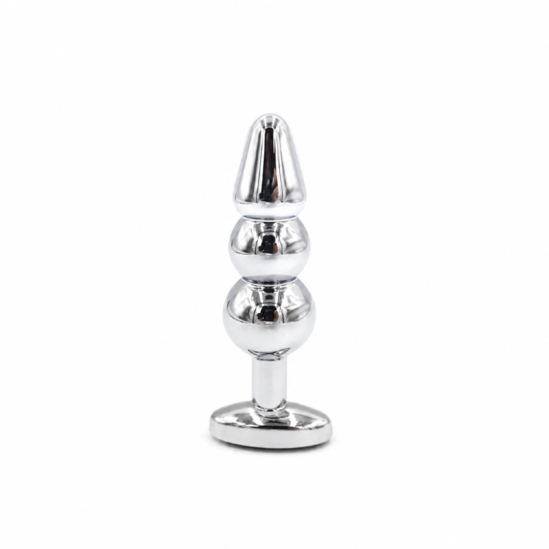 Crystal Steel Plug – metalowy korek analny z wypustkami i niebieskim kryształem, plug analny