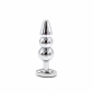 Crystal Steel Plug – metalowy korek analny z wypustkami i niebieskim kryształem, plug analny