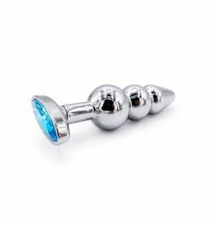 Crystal Steel Plug – metalowy korek analny z wypustkami i niebieskim kryształem, plug analny