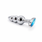 Crystal Steel Plug – metalowy korek analny z wypustkami i niebieskim kryształem, plug analny