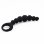 Black Beads Plug – czarny korek analny z kulkami i uchwytem, stopniowany plug analny