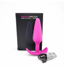 Różowy silikonowy korek wibrujący z opakowaniem i ładowarką USB - produkt do stymulacji analnej
