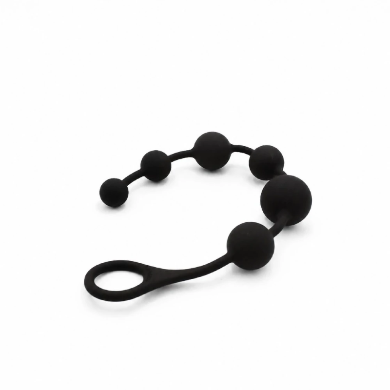 Black Beads Pro – silikonowy korek analny z kulkami i uchwytem, plug analny Black Beads Pro – silikonowy korek analny z kulkami i uchwytem, plug analny