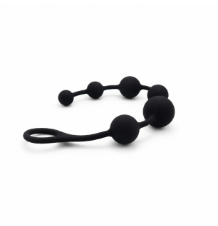 Black Beads Pro – silikonowy korek analny z kulkami i uchwytem, plug analny