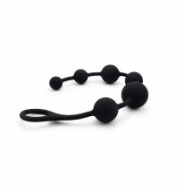 Silikonowy korek analny Black Beads Pro w kolorze czarnym z kulkami stopniowo zwiększającymi średnicę