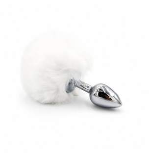 Snow Tail Plug – metalowy korek analny z białym ogonkiem, plug analny