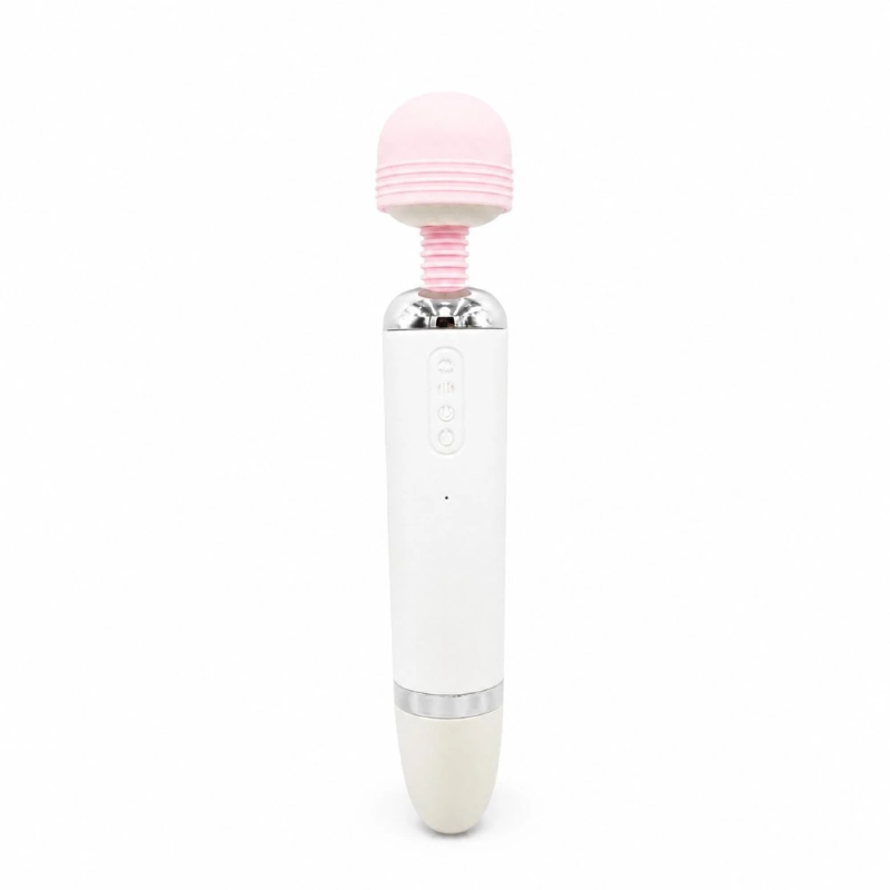 Pink Bloom Wand – masażer do ciała z nakładkami, miękka głowica masująca, USB