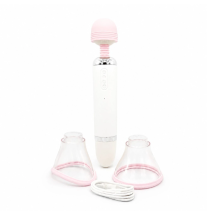 Zestaw masażera do ciała Pink Wand z nakładkami i kablem USB