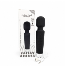 Czarny masażer do ciała Cordless Wand Massager z opakowaniem i kablem USB