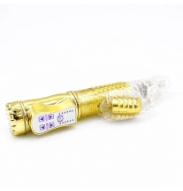 Wibrator Golden Duo Rabbit z panelem sterowania i wypustkami