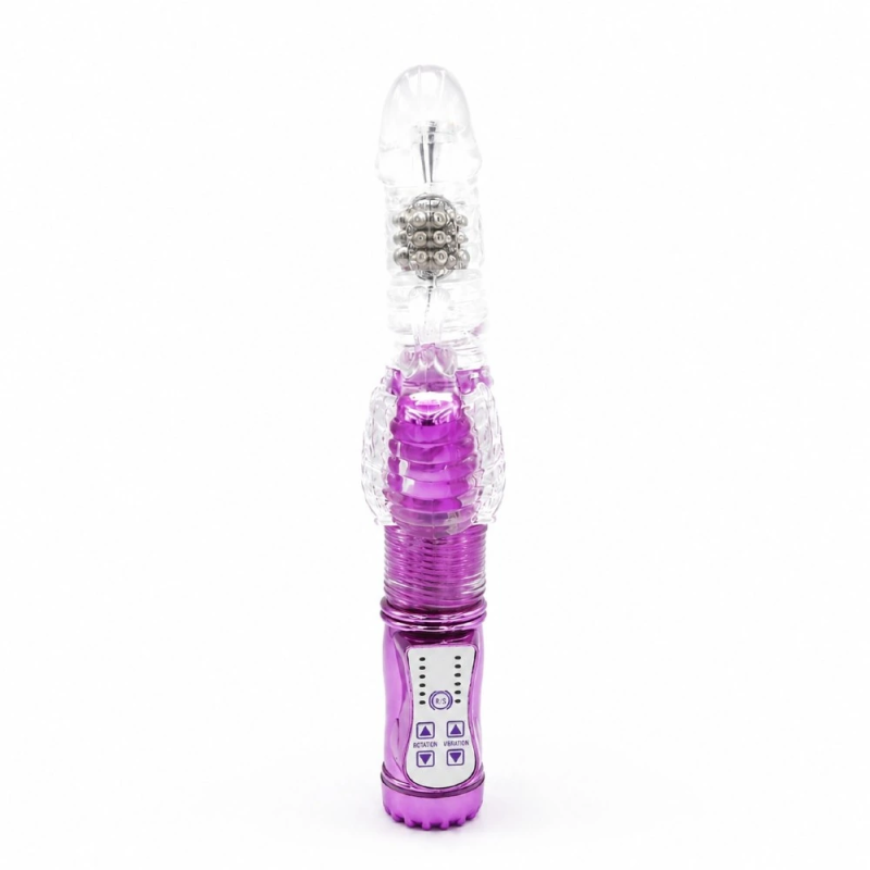 Violet Duo Rabbit – wibrator z rotacją i wypustkami, stymulacja łechtaczki, obrotowa głowica, USB Violet Duo Rabbit – wibrator z rotacją i wypustkami, stymulacja łechtaczki, obrotowa głowica, USB