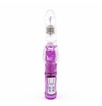 Wibrator Violet Duo Rabbit w kolorze fioletowym z przezroczystą końcówką i panelem sterowania