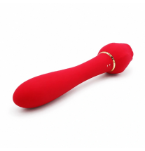 Elegancki czerwony wibrator USB – widok z boku