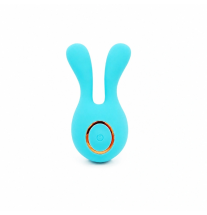 Silikonowy mini wibrator króliczek USB turkusowy – widok z przodu