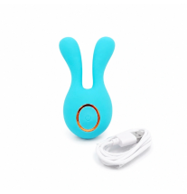 Turkusowy mini wibrator króliczek z przewodem USB do ładowania