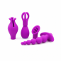 Velvet Fusion 5w1 Purple –  wielofunkcyjny wibrator z 4 wymiennymi końcówkami, masażer intymny, 10 trybów wibracji USB