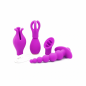 Velvet Fusion 5w1 Purple –  wielofunkcyjny wibrator z 4 wymiennymi końcówkami, masażer intymny, 10 trybów wibracji USB