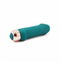 Zielony wibrator silikonowy Emerald Pulse – widok pod kątem