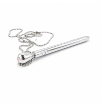 Elegancki metalowy wibrator Silver Whisper Wand – widok boczny