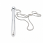 Silver Whisper Wand – metalowy wibrator z łańcuszkiem, stymulator punktowy USB