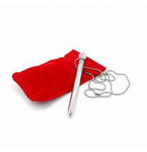 Metalowy wibrator Silver Whisper Wand z czerwonym etui do przechowywania