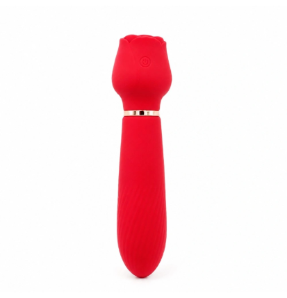 Czerwony wibrator róża z miękkiego silikonu do stymulacji łechtaczki i punktu G